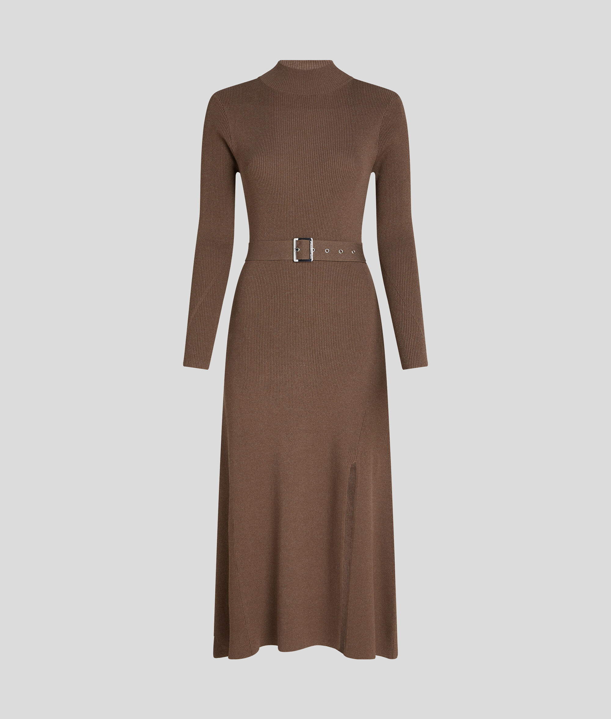 (image for) Excellent LONG-SLEEVED BELTED KNIT DRESS